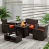 WestinTrends 4 Piece Conversation Outdoor Patio Sofa Set with Square Fire Pit Table - 2 of 4