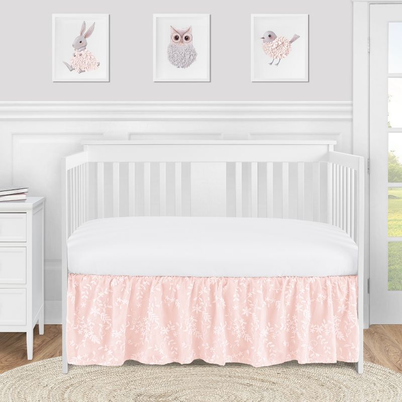 Sweet Jojo Designs Girl Baby Crib Bed Skirt Lace Collection Solid Blush Pink, 3 of 5