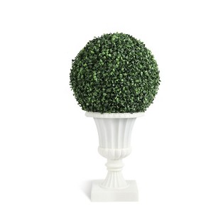 16" Artificial Plant Topiary Ball Tree with 40 Lights, USB, Remote Control, 8 Lighting Modes - 1 of 4