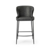 Maven Lane Naomi Counter Stool Matte Black with Charcoal Vegan Leather - 2 of 4