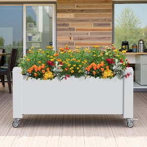 Mayeerty Freestanding Planter Box with Wheels And 14Gal Potting Soil Include 2.38Gal Capacity of Water Storage Area - 1 of 4