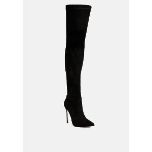 Jaynetts Stretch Suede Micro High Knee Boots Women - 1 of 4