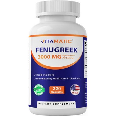 Fenugreek Capsules 3000mg - 320 Vegetarian Capsules