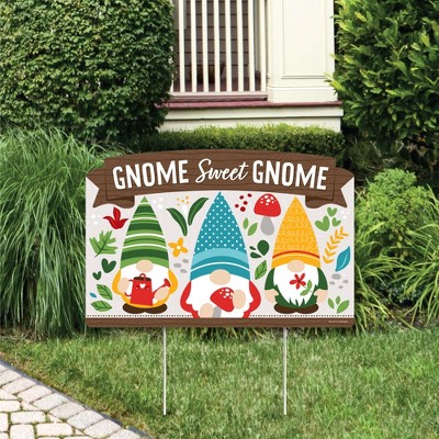 Big Dot of Happiness Garden Gnomes - Forest Gnome Party Yard Sign Lawn Decorations - Gnome Sweet Gnome Party Yardy Sign