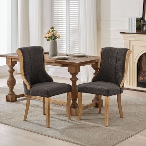 PAGED Velvet Dining Chairs Set of 4,Kitchen Chairs with Curved Wood Trim & Sculpted Legs,Dining Room Chairs for Kitchen,Living Room - 1 of 4