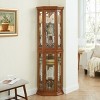 Corner Cabinet Display Case,Corner China Cabinet with Glass Doors,Cabinet with Customizable Glass Shelves and Inclusive Bead Bulb-Cuddlewood - 2 of 4