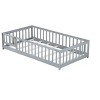 Grungis Twin Size Floor Bed for Kids,Modern Wood Toddler Bed with Safety Guardrails and Door,Montessori Bed for Bedroom - 4 of 4
