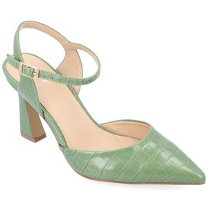 Journee Collection Womens Nixey Croco Texture Buckle Pointed Toe Pumps - 1 of 4