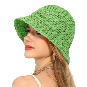 Anna-Kaci Crochet Raffia Bucket Hat Lightweight Foldable Wide Brim Sun Hat for Stylish Summer Protection - 1 of 4