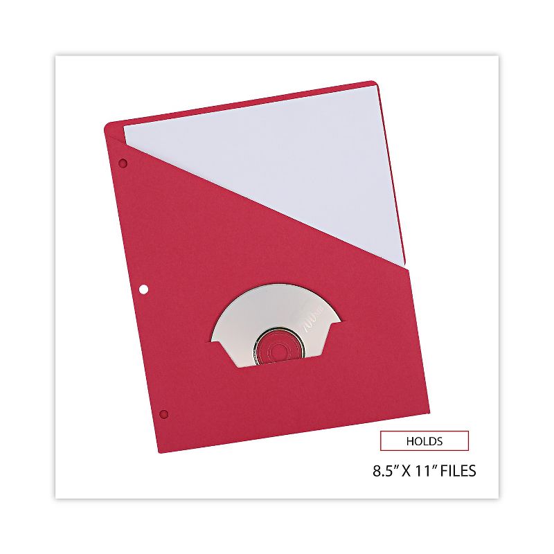 Universal Slash-Cut Pockets for Three-Ring Binders Jacket Letter 11 Pt. Red 10/Pack 61683, 4 of 8
