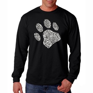 LA Pop Art Men's Word Art Long Sleeve T-shirt - Dog Paw - 1 of 4