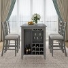 5-Piece Counter Height Dining Set, Dining Table With 9 Storage Compartment,Dining Table With Padded Chairs-Cuddlewood - 2 of 4