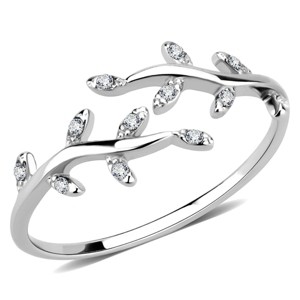 Slickblue Women’s Polished Stainless Steel Ring with Clear CZ, Leafs Cuff Style, Fashion Ring, Size 5-10 - 1 of 4