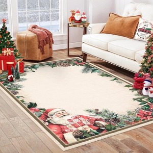 Fulvari Christmas Santa Claus Area Rug, Christmas Tree Rug Washable Non Slip,Carpet for Nursery Living Dorm,Christmas Decorations - 1 of 4