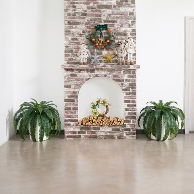 DR.Planzen Artificial Fern Plant in 15.7"/16'' Plastic Planter (3 Colors) - Faux Indoor/Outdoor Floor Plants Tall House Plant (Set of 2)