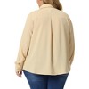 Agnes Orinda Women's Plus Size V Neck Long Sleeve Classic Fit Business Office Button Down Shirts - 4 of 4