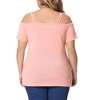 Agnes Orinda Women's Plus Size Short Sleeve Cold Shoulder Keyhole Going Out Party Blouses - 4 of 4