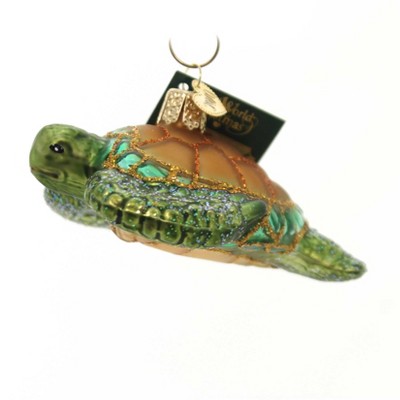 Old World Christmas 1.75" Green Sea Turtle Ornament Ocean Tortoise  -  Tree Ornaments