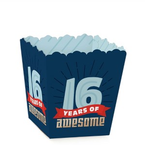 Big Dot of Happiness Boy 16th Birthday - Party Mini Favor Boxes - Sweet Sixteen Birthday Party Treat Candy Boxes - Set of 12 - 1 of 4