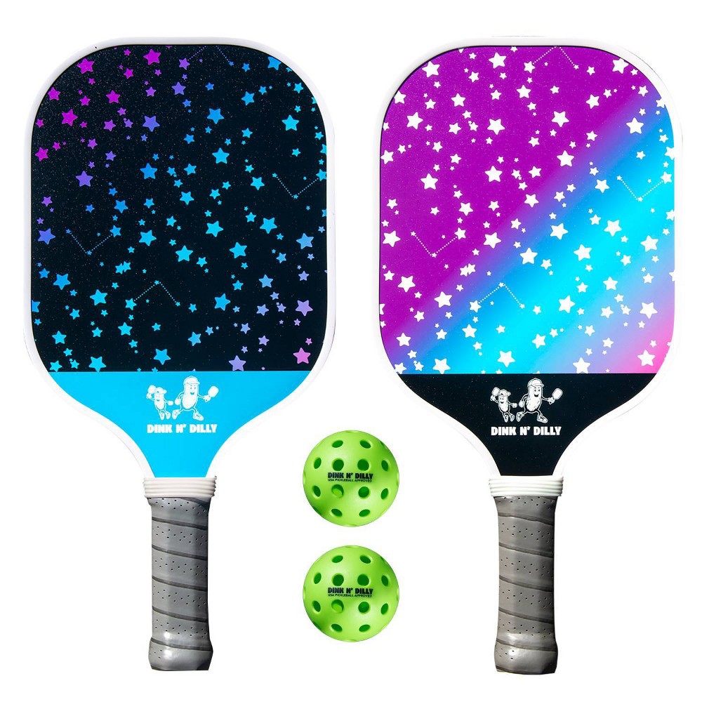 Dink N' Dilly Starry Sky 2 Paddle Set 2 Dills Balls Pickleball Set - 4pc