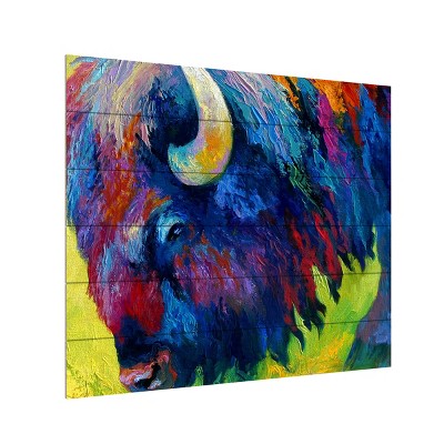 Trademark Fine Art -Marion Rose 'Bison Portrait II' Wood Slat Art