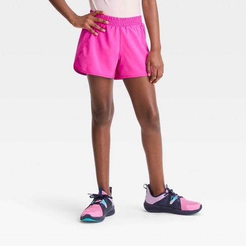 Girls' Double Layered Run Shorts - All In Motion™ Onyx Black XS