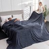 Soft Cozy 120x120 Inches Fleece Blanket, 3D Jacquard Decorative Giant for Bed, Sofa, Travel, Dark Grey Chain - 2 of 4