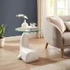 Weldon The Whale Carved Wood and Glass Top Side Table Costal White Driftwood - Linon - 2 of 4