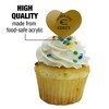 Emporia State University Hornets Heart Love Cupcake Picks Toppers Decoration Set of 6 - 3 of 4