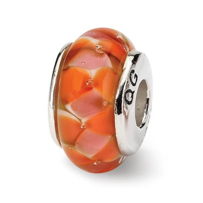 Black Bow Jewelry Orange Glass & Sterling Silver Bead Charm
