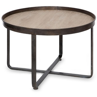 Kate and Laurel Zabel Round Metal Coffee Table, 28" Diameter, Natural