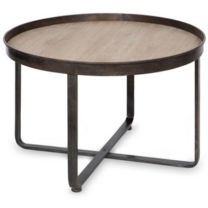 Kate and Laurel Zabel Round Metal Coffee Table, 28" Diameter, Natural - 1 of 4