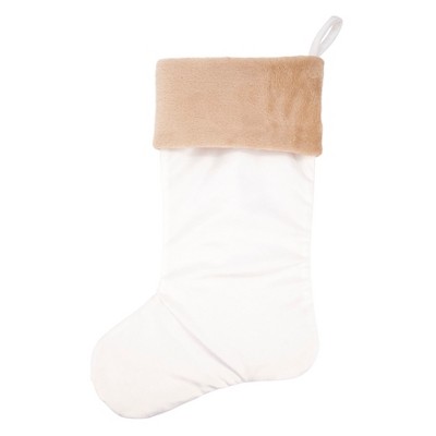 Heavenly Elegance 20" Off-White Angel Stocking with Beige Trim