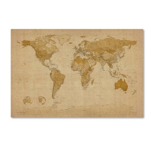 30" x 47" Antique World Map by Michael Tompsett - Trademark Fine Art: Giclee Canvas, Gallery Wrapped - 1 of 4