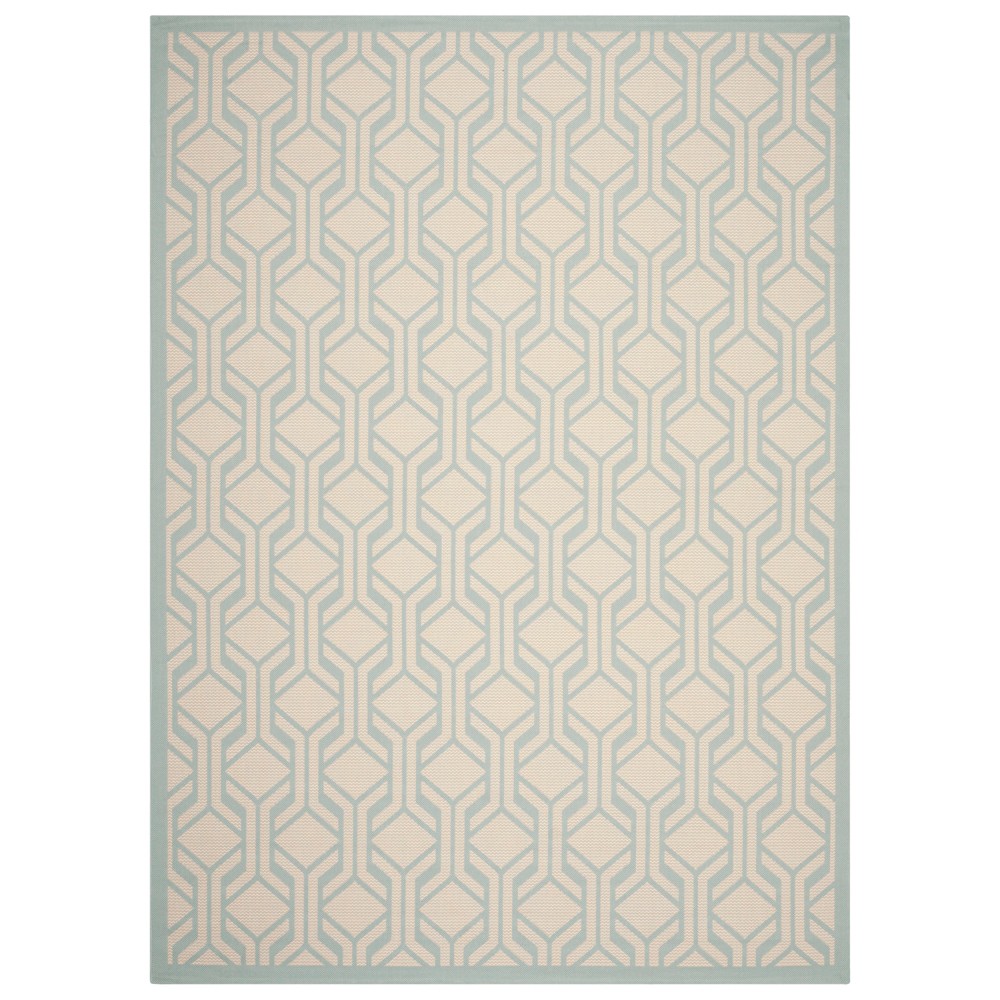 8'X11' Rectangle Serena Outer Patio Rug Beige/Aqua - Safavieh