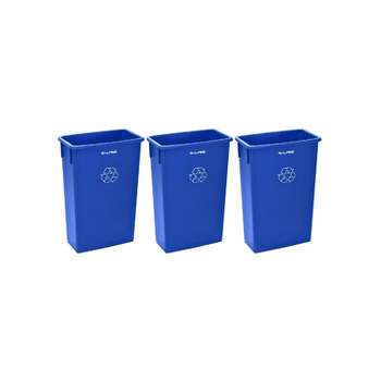 Alpine Industries Commercial Indoor Recycling Bin Trash Can 23 Gallon Blue 3/Pack (477-BLU-3PK)