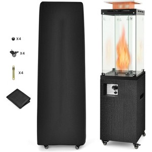 Tangkula 41,000 BTU Propane Patio Heater Glass Tube Standing Gas Heater w/ Cover Wheels - 1 of 4