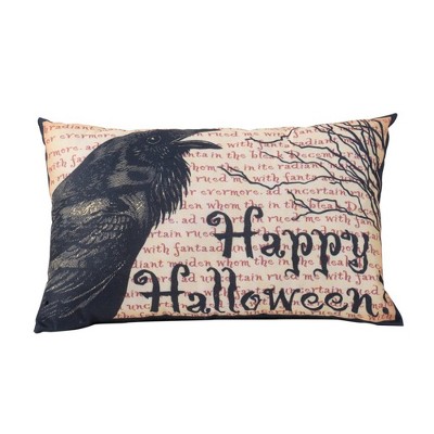 JUJABU 20x13" Halloween Decorative Throw Pillow with Antique Script & Tree Print