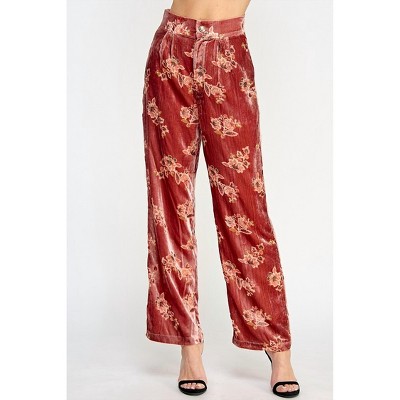 Women's Floral Velvet Trousers - ELLISON