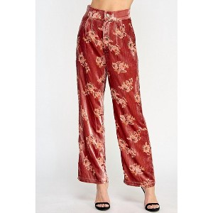 Women's Floral Velvet Trousers - ELLISON - 1 of 3
