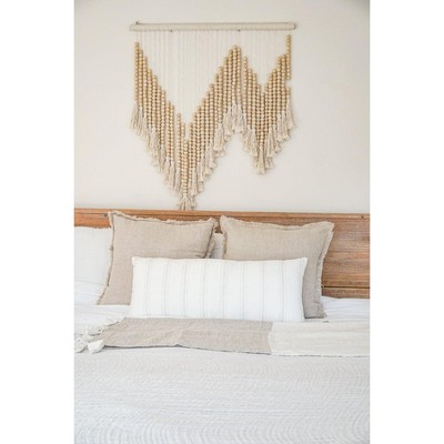 Beige Fringe So Soft Linen Pillow with Down Alternative Insert