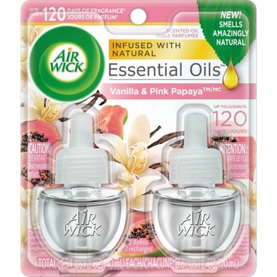 Air Wick Scented Oil - Twin Refill Essential Oils Vanilla & Pink Papaya 2.67oz