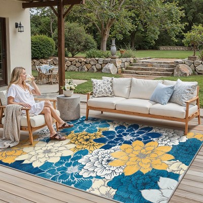 Abynow Geometric Waterproof Outdoor Area Rug