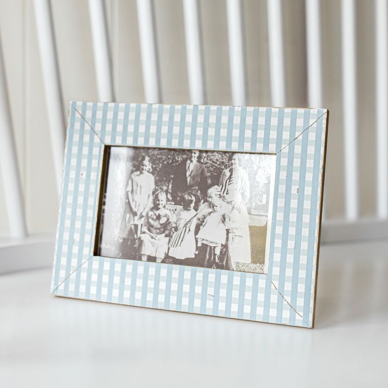 4x6 Inch Blue Plaid Picture Frame Wood, MDF & Glass by Foreside Home & Garden, 3 of 8