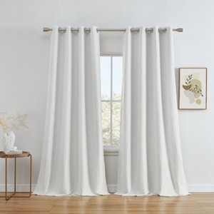 HLC.ME Camden 100% Complete Full Blackout Winter Thermal Insulated Noise Reducing Window Curtain Grommet Panels, Set of 2 - 1 of 4