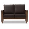 Charlotte Modern Classic Mission Style Faux Leather 2 Seater Loveseat Dark Brown/Walnut Brown - Baxton Studio - 2 of 3
