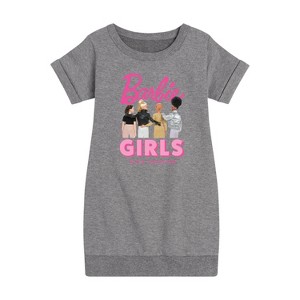 Girls' - Barbie - Girls Stick Together Graphic Short Sleeve Fleece Dress - 1 of 3