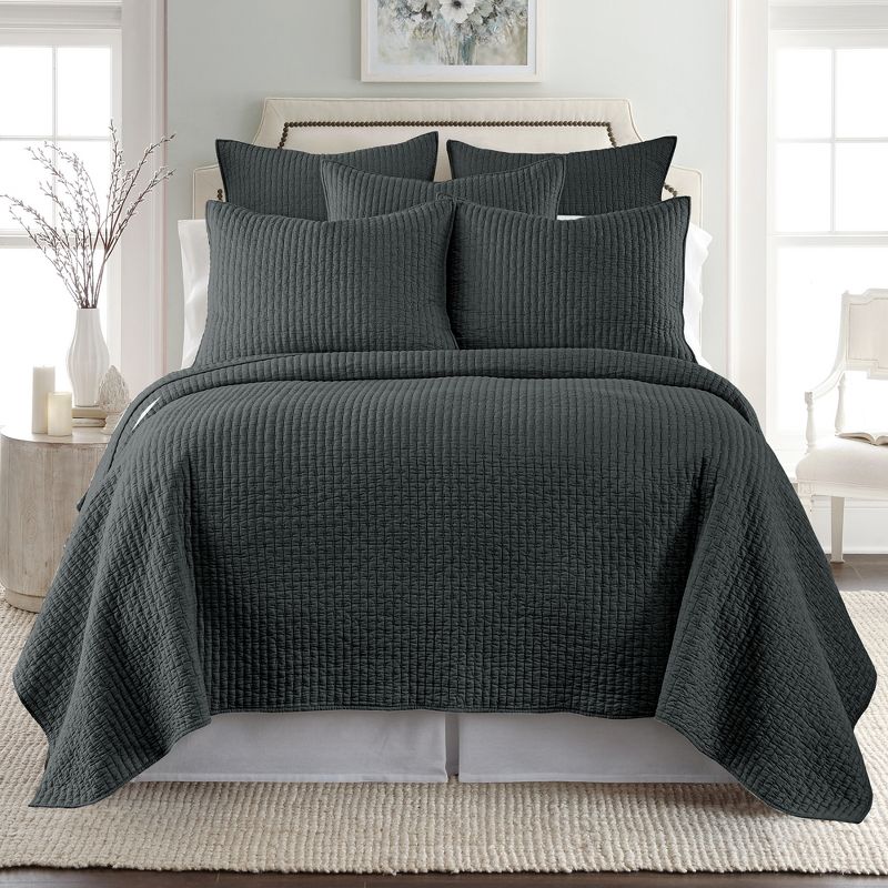 Cross Stitch Charcoal Euro Shams - Set of 2 - Levtex Home, 2 of 4