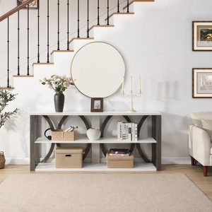 ORRD 3-Tier Industrial Console Table, 70.87 Inch Long Narrow Entryway Table with Storage for Living Room, Foyer, Hallway - White - 1 of 4