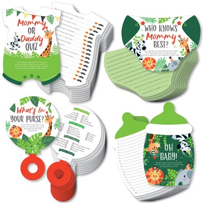 Big Dot of Happiness Jungle Party Animals - 4 Safari Zoo Animal Baby Shower Games - 10 Cards Each - Gamerific Bundle